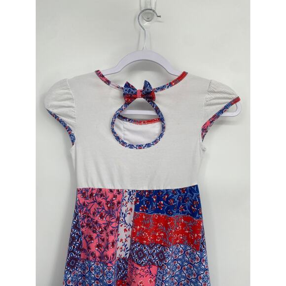 Jona Michelle Patchwork Dress Asymmetrical Hem Short Sleeve girls 8 - Picture 6 of 7